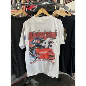 Vintage 90s Bobby Hamilton Steel'n Asphalt Double Sided NASCAR T Shirt Size XL